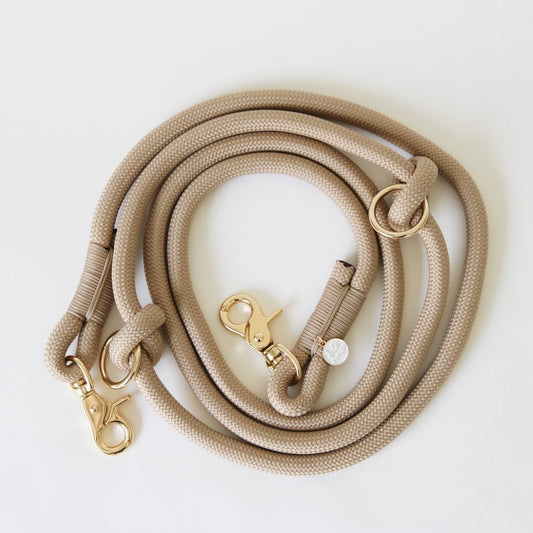 Hands Free Braided Rope Leash – Tan - Kitsune & Jo