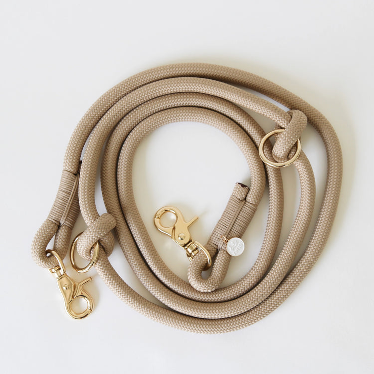 Hands Free Braided Rope Leash – Tan - Kitsune & Jo