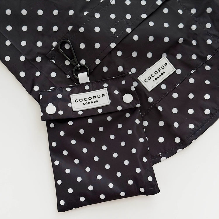 Dog Raincoat – Black Polka Dot