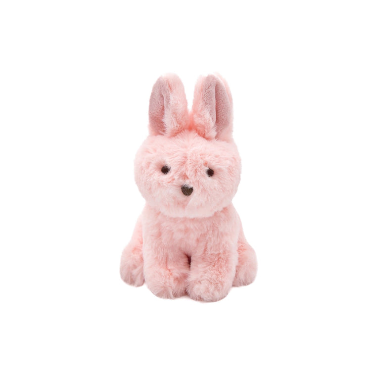 Pink plush bunny toy from Fur Elise on a white background