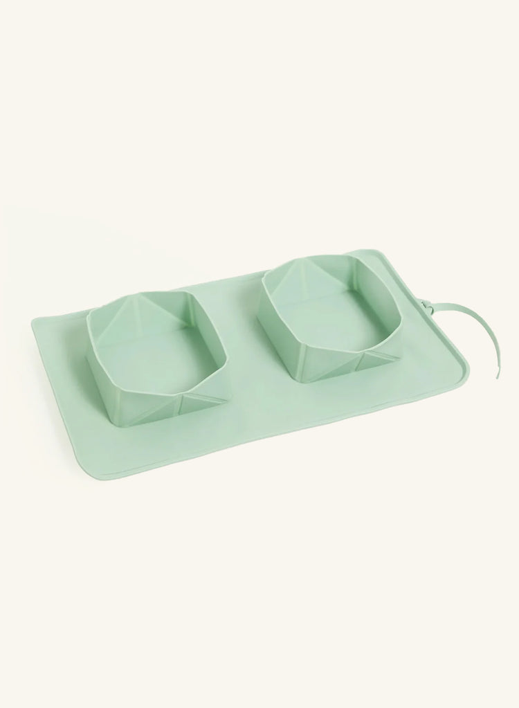 Foldable Duo Travel Bowl – Mint