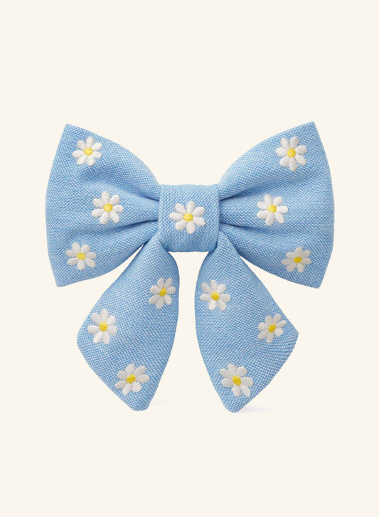 Daisy Embroidered Lady Dog Bow