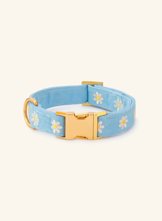 Daisy Embroidered Dog Collar