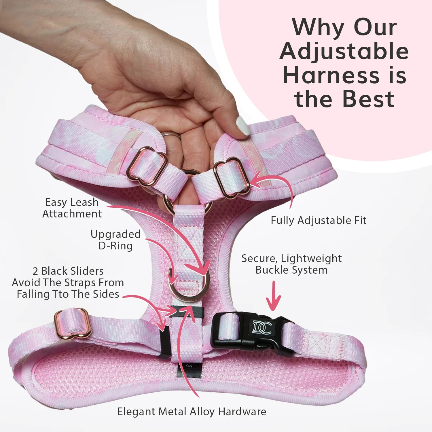 Tie & Dye Pink harness - Kitsune & Jo