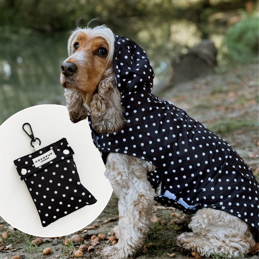 Dog Raincoat – Black Polka Dot