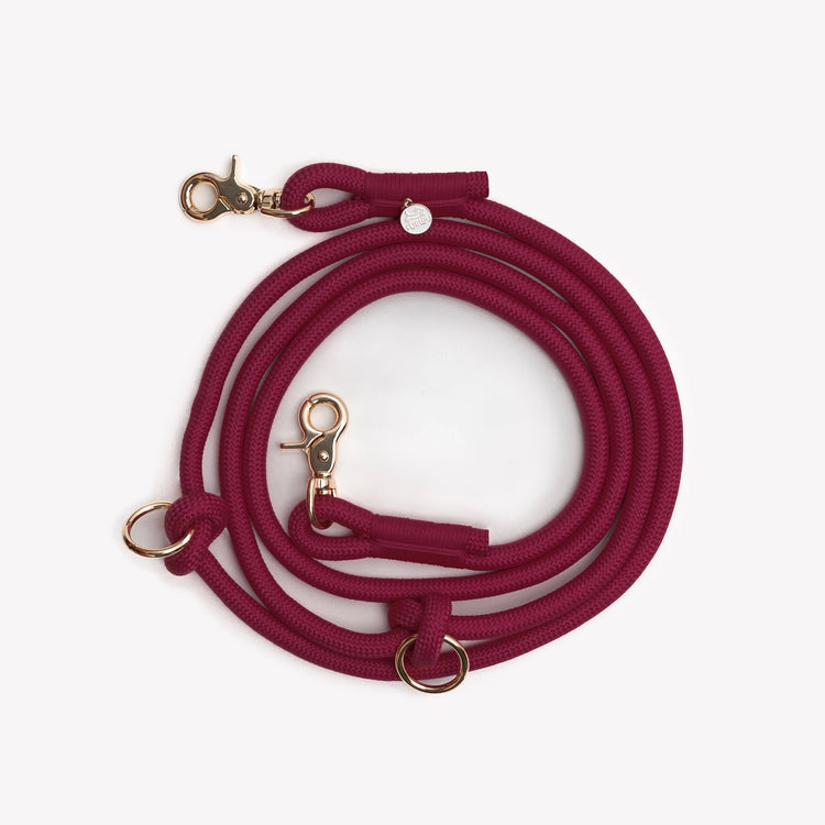 Hands Free Braided Rope Leash – Bordeaux