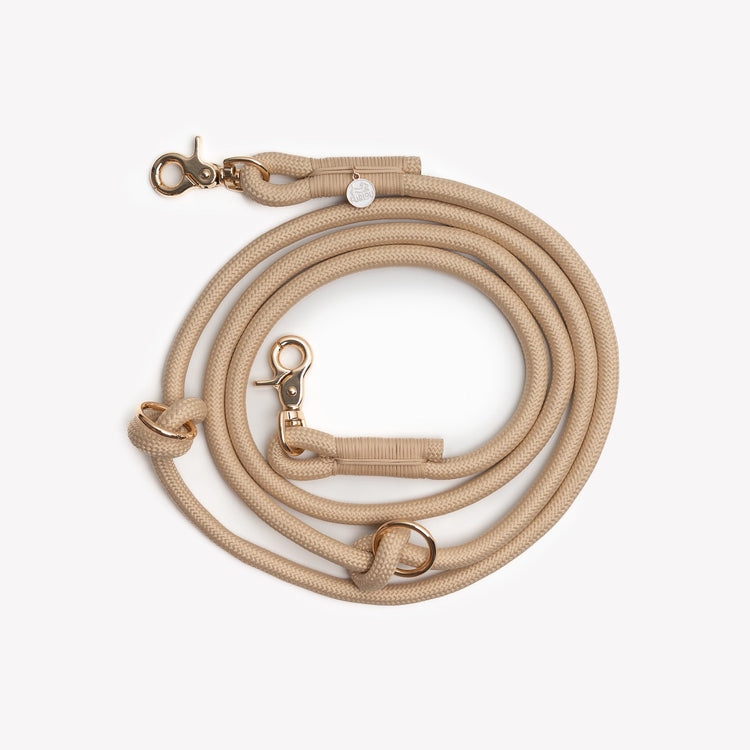 Guinzaglio in corda intrecciata a mani libere - Beige