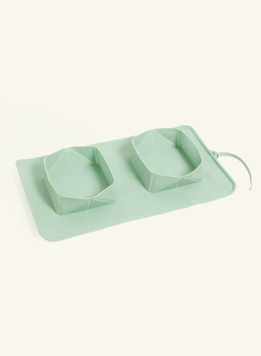 Foldable Duo Travel Bowl – Mint
