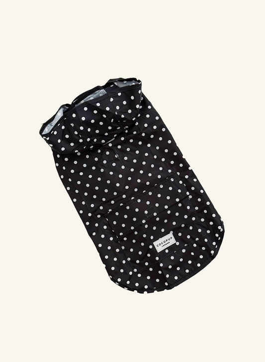 Dog Raincoat – Black Polka Dot